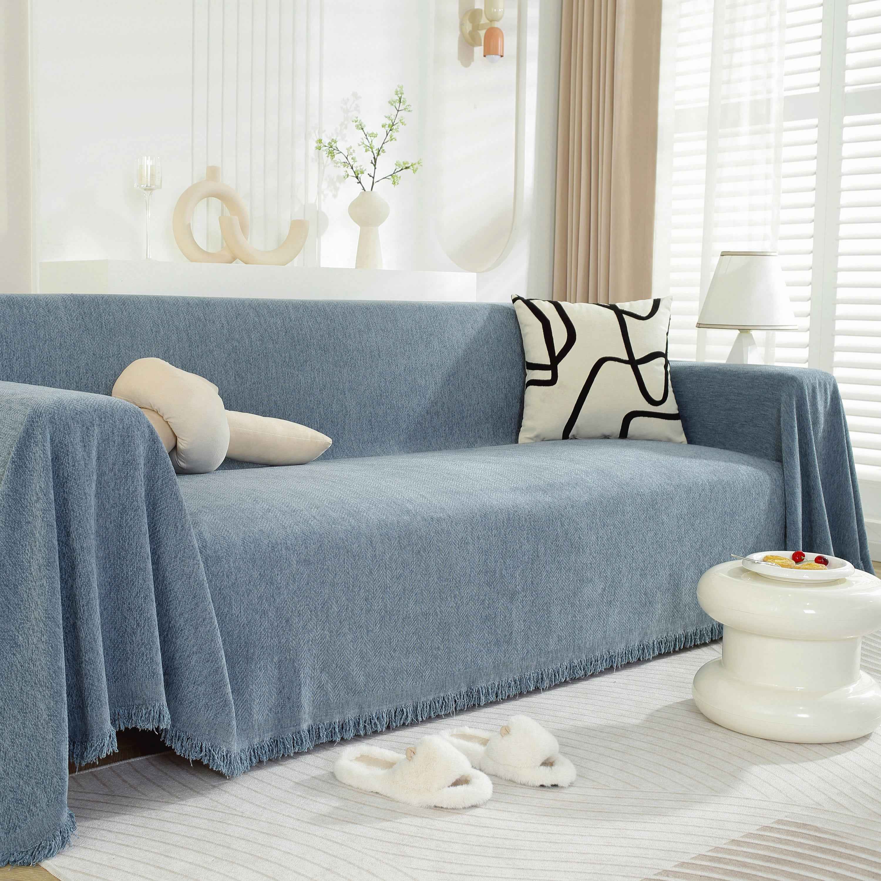 Chenille Herringbone Couch Protector Blanket, Stylish Throw Blankets for Couch and Couch Throw Cover