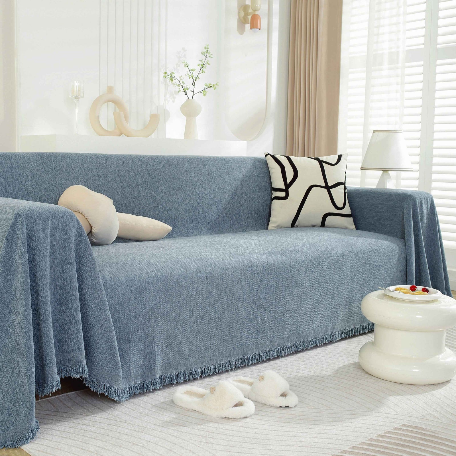 Chenille Herringbone Couch Protector Blanket, Stylish Throw Blankets for Couch and Couch Throw Cover