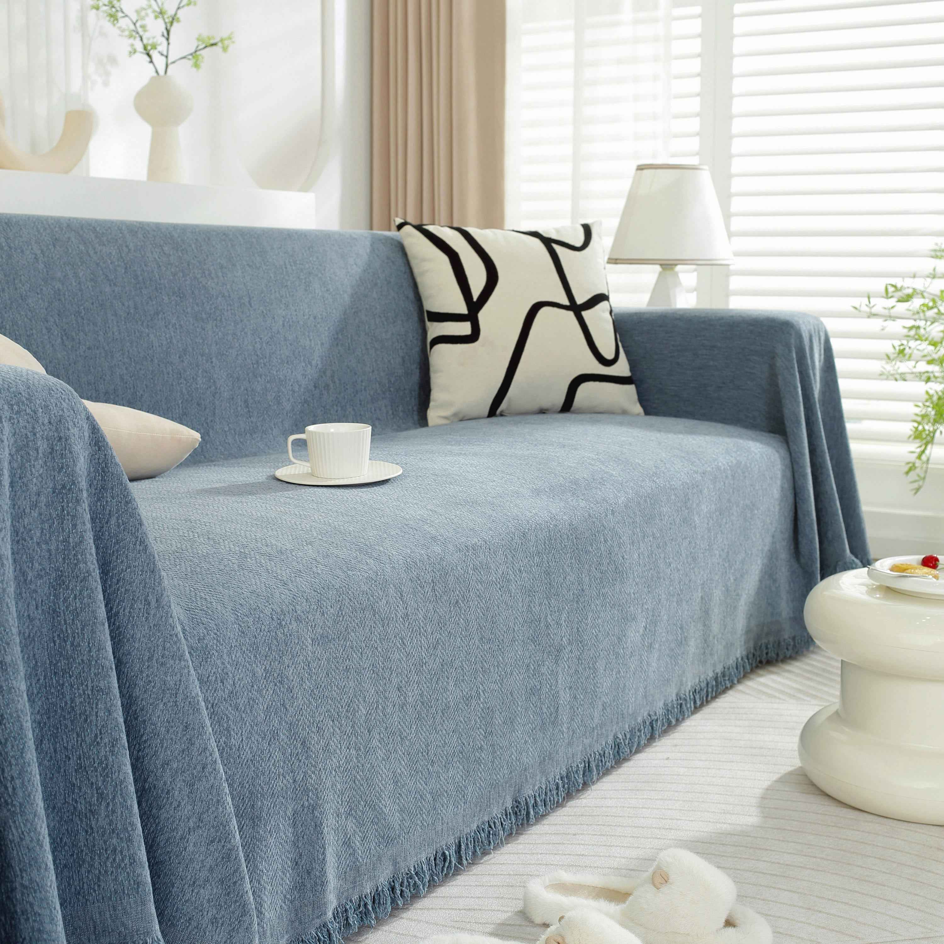 Chenille Herringbone Couch Protector Blanket, Stylish Throw Blankets for Couch and Couch Throw Cover
