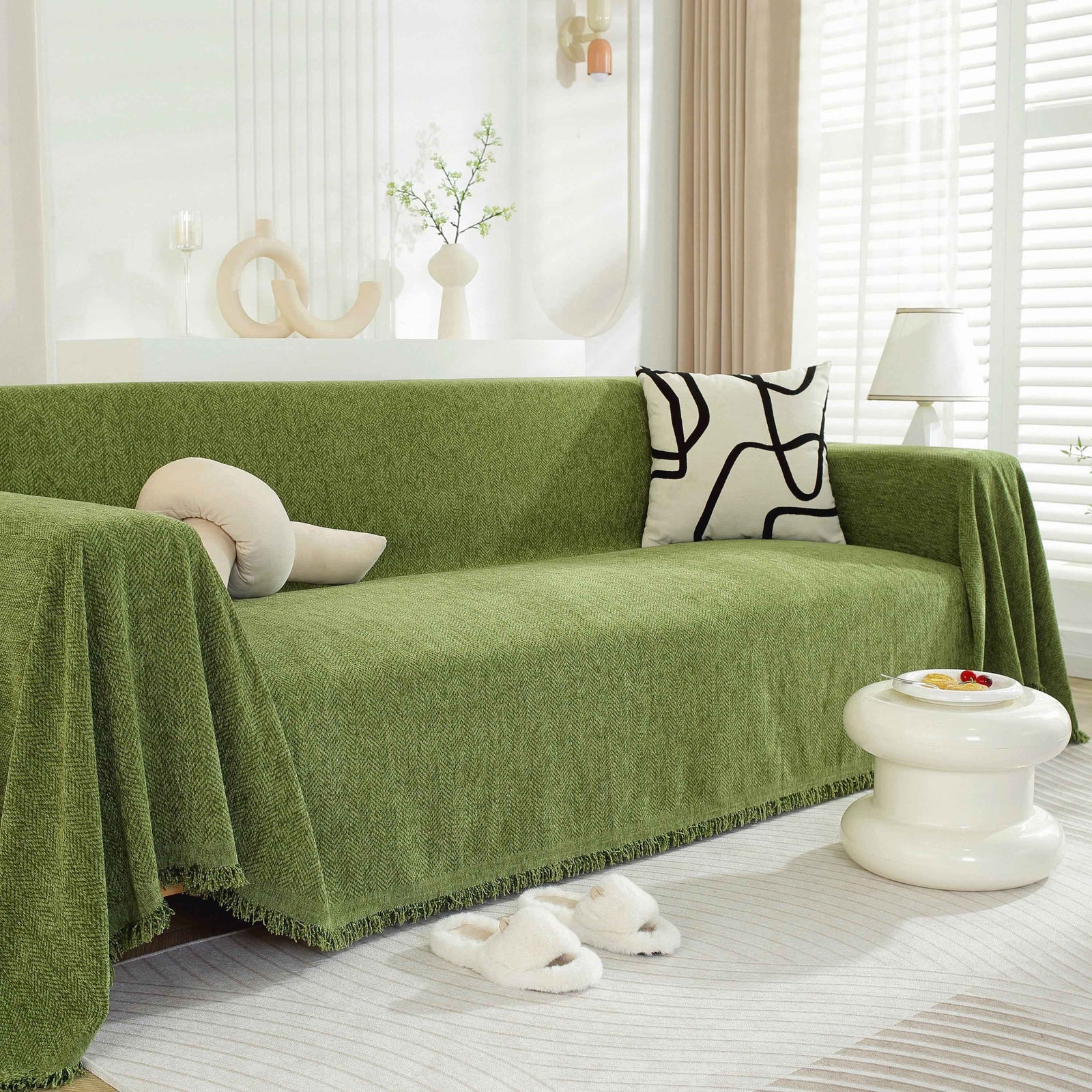 Chenille Herringbone Couch Protector Blanket, Stylish Throw Blankets for Couch and Couch Throw Cover