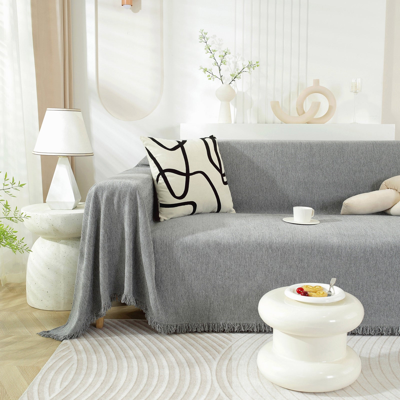 Chenille Herringbone Couch Protector Blanket, Stylish Throw Blankets for Couch and Couch Throw Cover