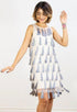 Flapper Chic Tassel Dress in Cream + Grey