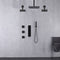 Matte Black Rainfall Shower System: 12" or 16" with 5-Way Thermostatic Valve, Body Jets