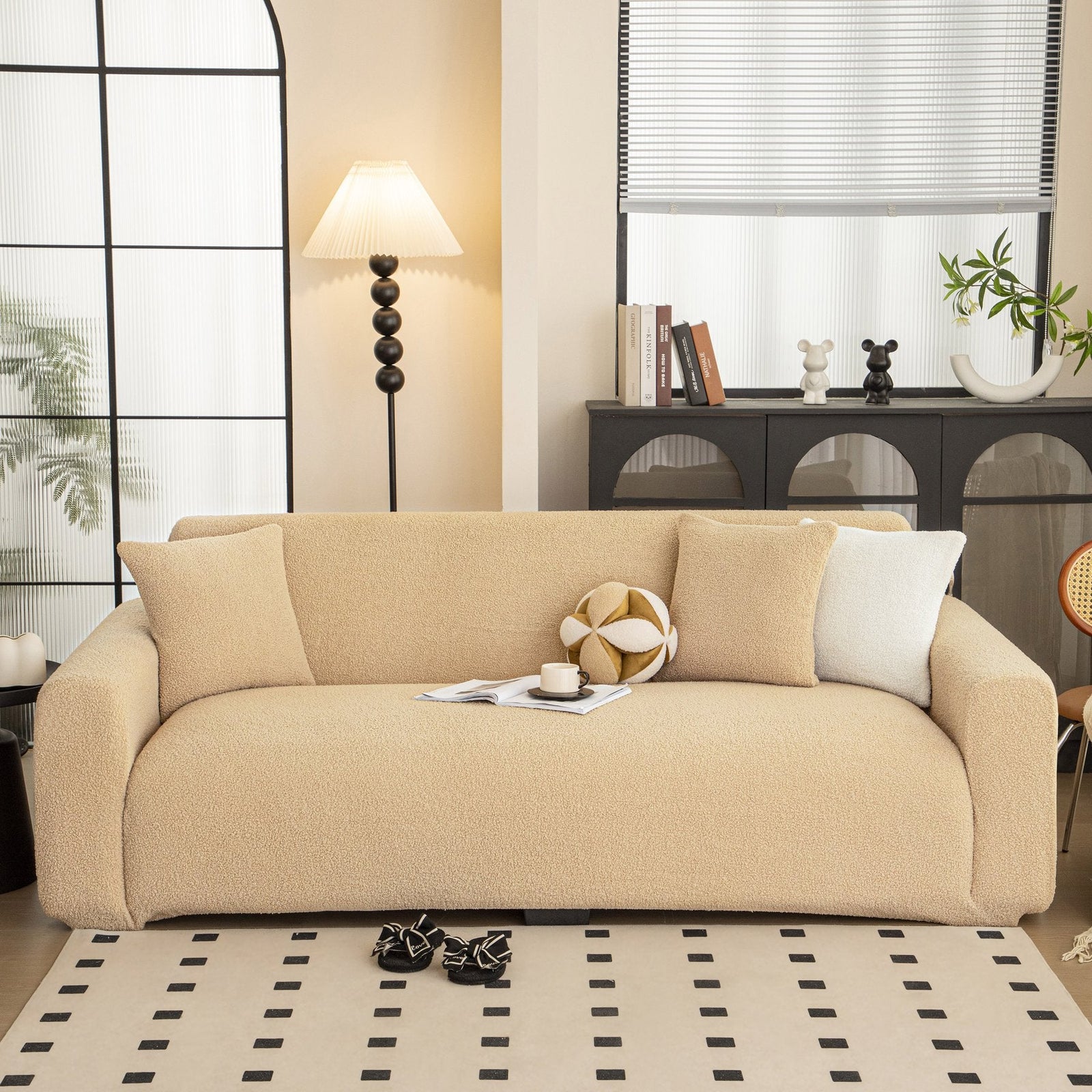 Stretch Plush Fitted Couch Slipcover Furniture Protector for 1/2/3/4/5 Cushion Couch
