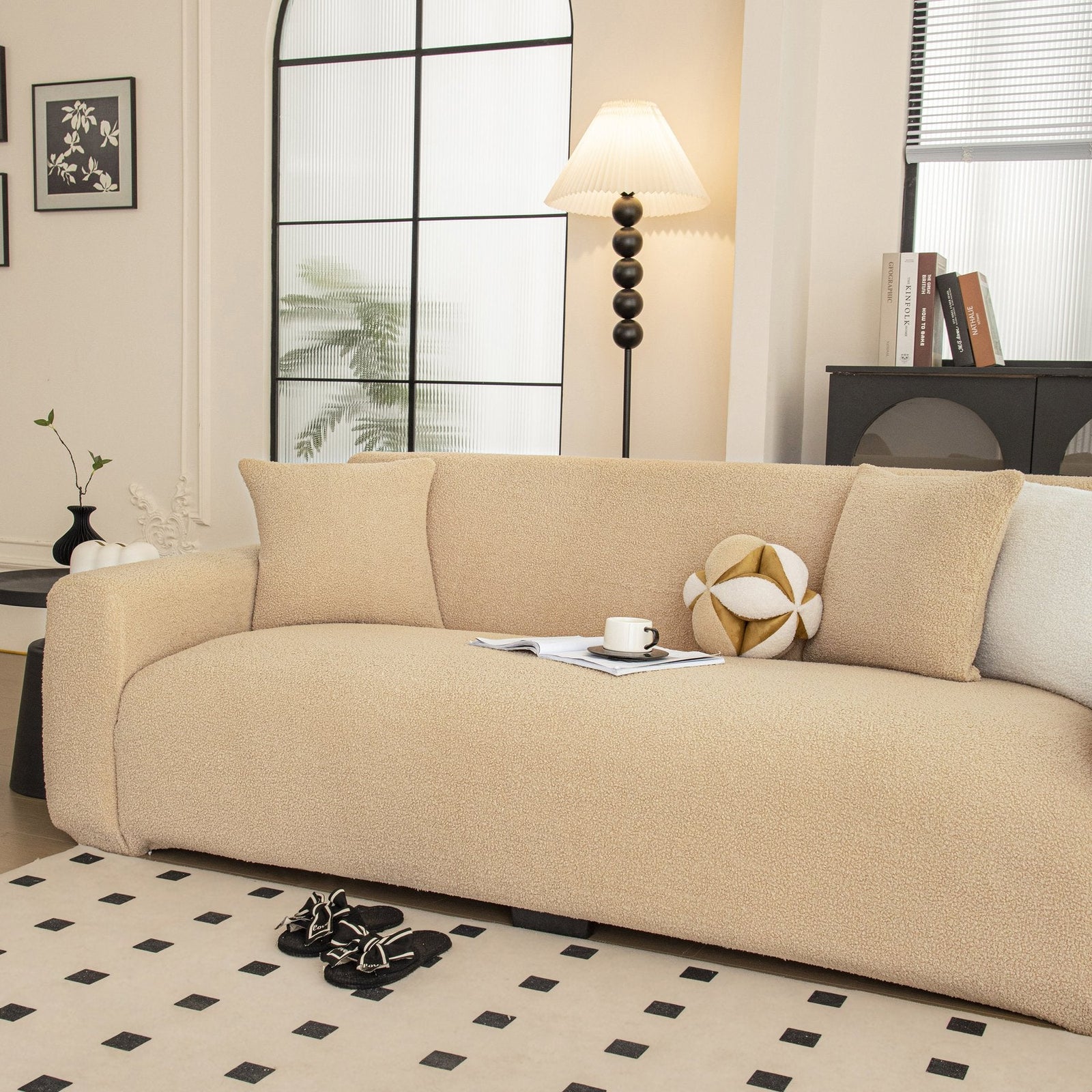 Stretch Plush Fitted Couch Slipcover Furniture Protector for 1/2/3/4/5 Cushion Couch