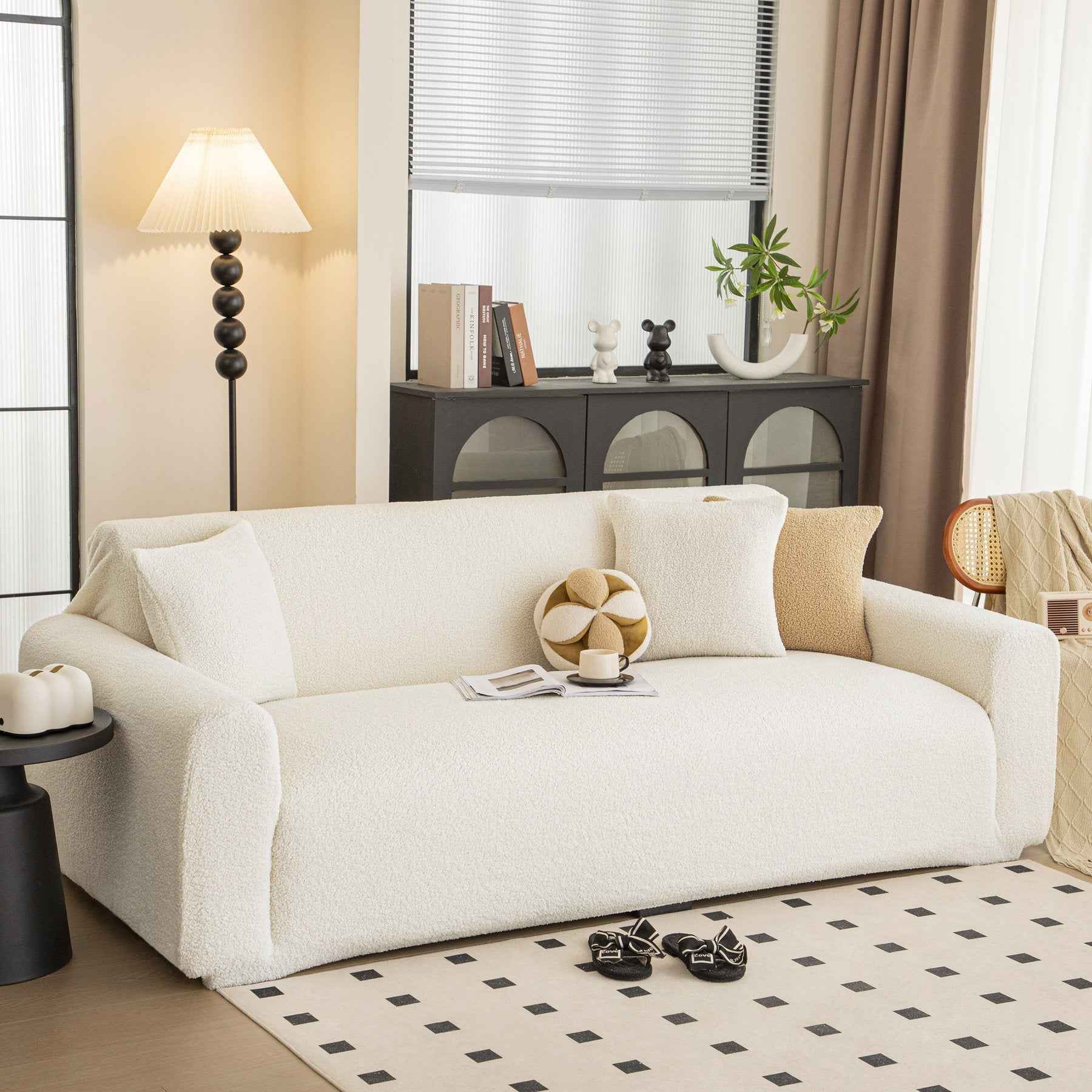 Stretch Plush Fitted Couch Slipcover Furniture Protector for 1/2/3/4/5 Cushion Couch