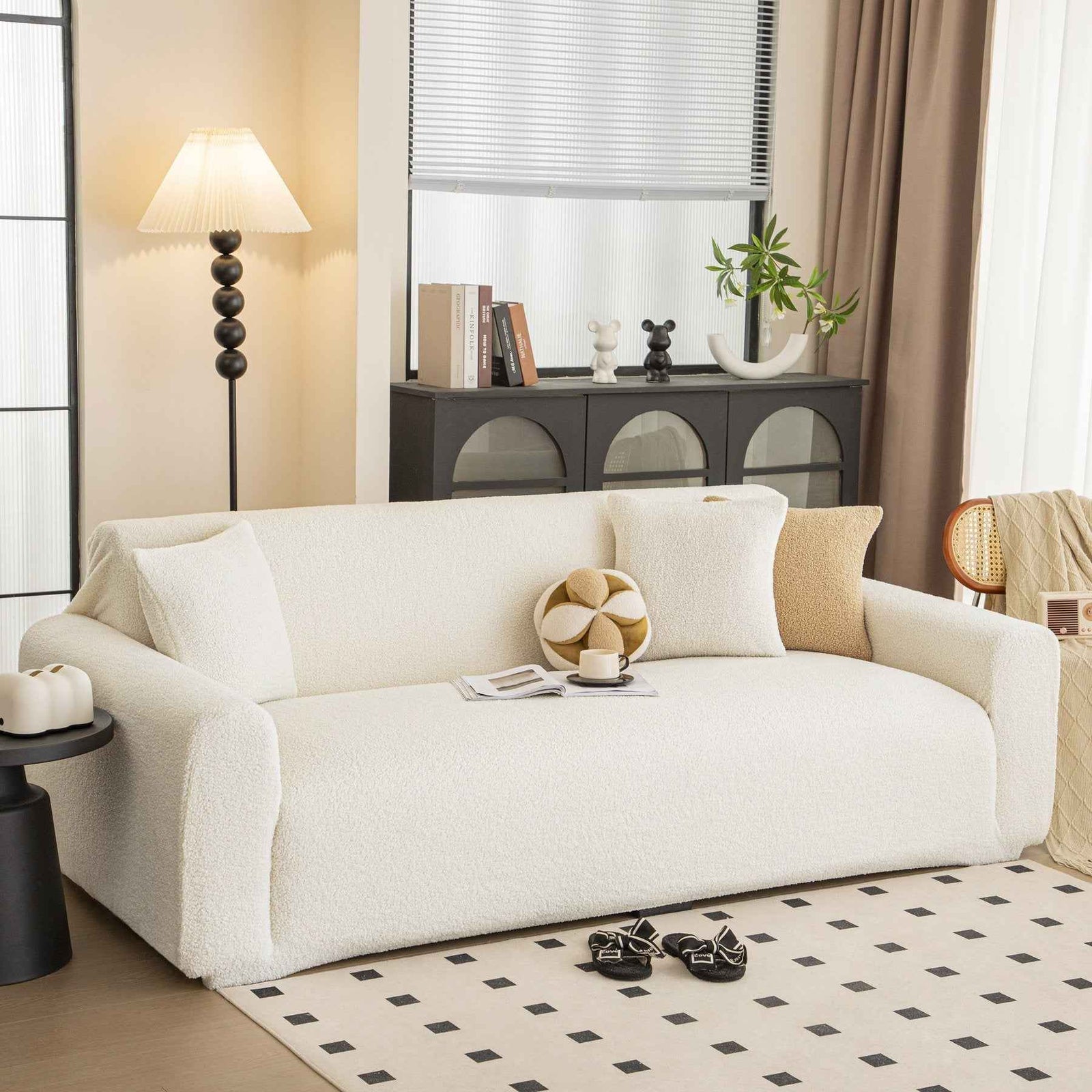 Stretch Plush Fitted Couch Slipcover Furniture Protector for 1/2/3/4/5 Cushion Couch