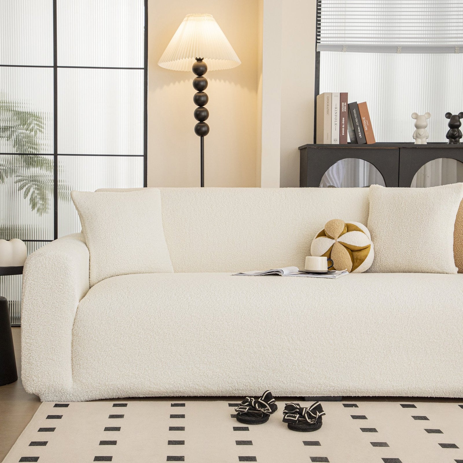 Stretch Plush Fitted Couch Slipcover Furniture Protector for 1/2/3/4/5 Cushion Couch
