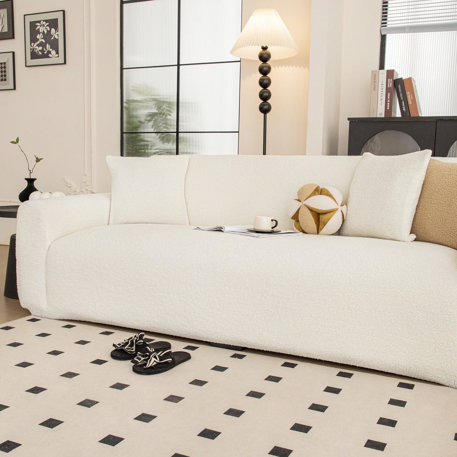 Stretch Plush Fitted Couch Slipcover Furniture Protector for 1/2/3/4/5 Cushion Couch