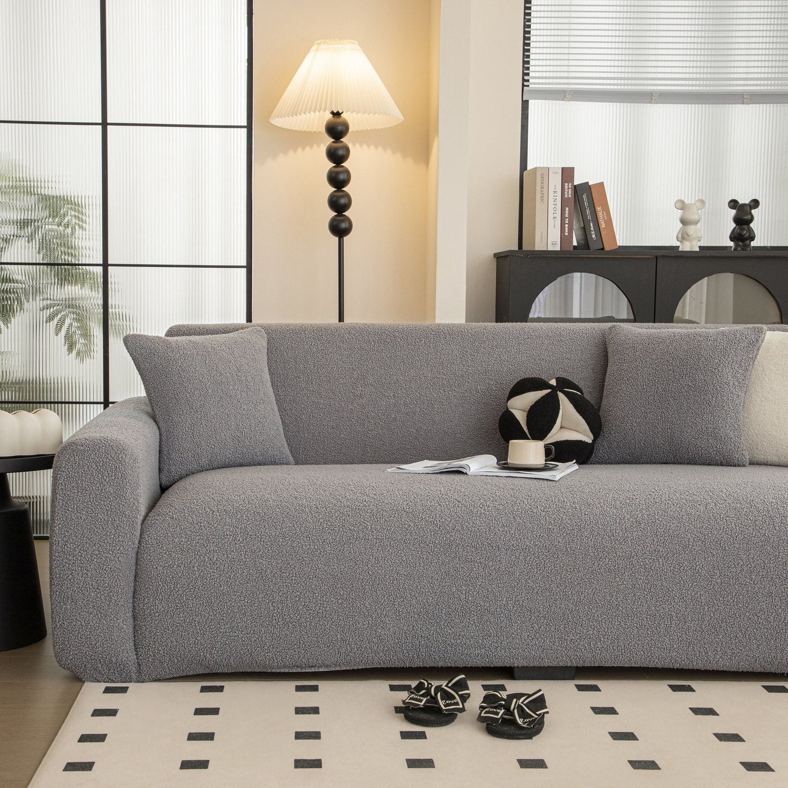 Stretch Plush Fitted Couch Slipcover Furniture Protector for 1/2/3/4/5 Cushion Couch