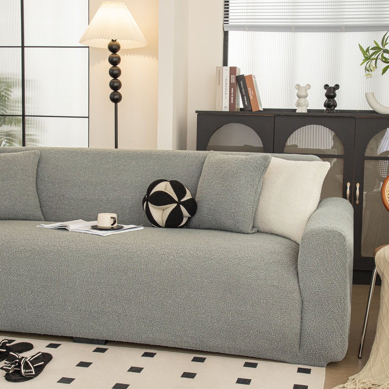 Stretch Plush Fitted Couch Slipcover Furniture Protector for 1/2/3/4/5 Cushion Couch