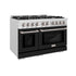 ZLINE 48" Select Gas Range Convection Gas Oven DuraSnow® Stainless Steel Black Matte Door HGRS-BLM-48