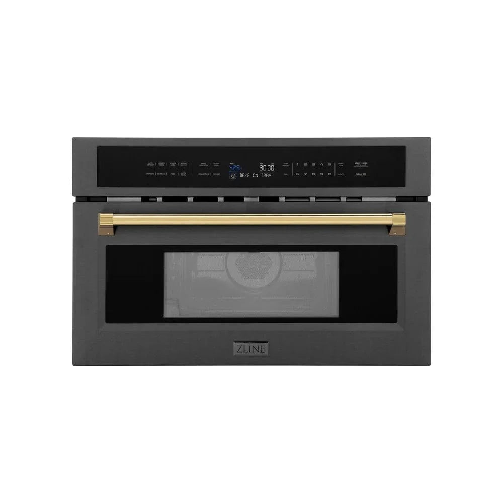 ZLINE 30” Convection Microwave, Black Stainless, Gold MWOZ-30-BS-G