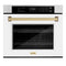 ZLINE 30" Autograph Edition Professional True Convection Single Wall Oven, Air Fry, Self Clean, White Matte, Champagne Bronze WASZ-WM-30-CB