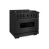 ZLINE 36" Dual Fuel Range, Gas Cooktop, Electric Convection Oven Black Stainless Steel Brass Burners, CDRB-BR-36