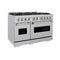 ZLINE 48" Dual Fuel Range, Gas Cooktop, Electric Convection Oven DuraSnow® Stainless Steel, CDRS-48