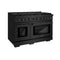 ZLINE 48"Paramount Dual Fuel Range Black Stainless Steel, Brass Burners SDRB-BR-48