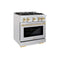 ZLINE 30" Select Gas Range Convection Gas Oven DuraSnow® Stainless Steel Gold HGRSZ-30-G