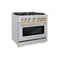 ZLINE 36" Select Dual Fuel Range Gas Cooktop Electric Convection Oven Stainless Steel Gold HDRZ-36-G