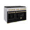 ZLINE 48"Gas Range, Convection Gas Oven, DuraSnow® Black Matte, Gold SGRSZ-BLM-48-G
