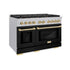 ZLINE 48"Gas Range, Convection Gas Oven, DuraSnow® Black Matte, Gold SGRSZ-BLM-48-G