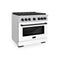 ZLINE 36"Paramount Dual Fuel Range DuraSnow® White Matte, Matte Black SDRSZ-WM-36-MB
