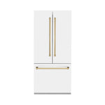ZLINE Autograph Edition French Door Refrigerator, Internal Water, Ice Dispenser, White Matte, Champagne Bronze Accents RBIVZ-WM