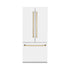 ZLINE Autograph Edition French Door Refrigerator, Internal Water, Ice Dispenser, White Matte, Champagne Bronze Accents RBIVZ-WM