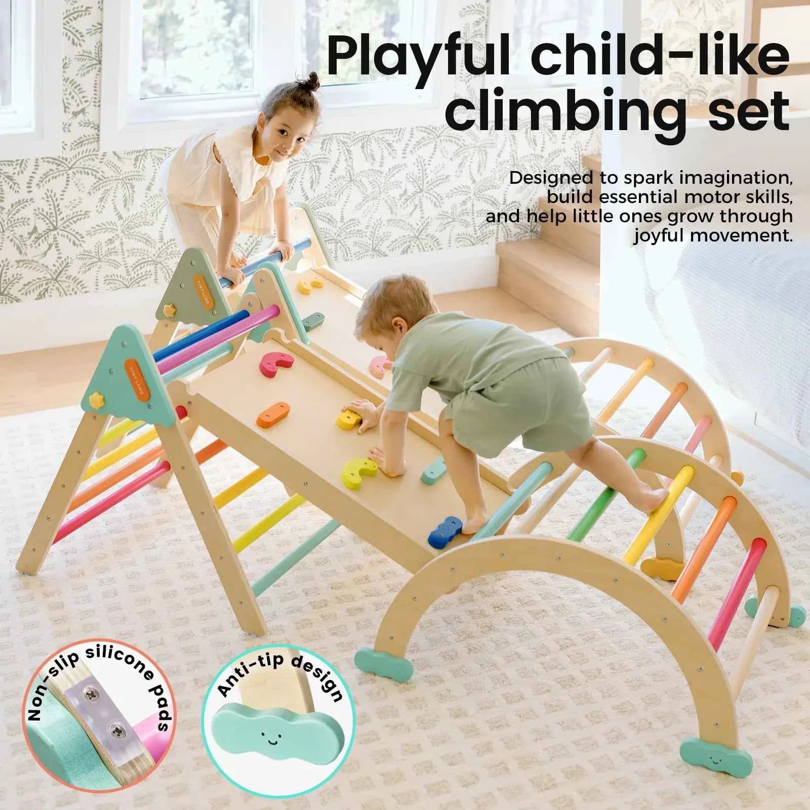 Tiny Land® 7-in-1 Rainbow Pikler Triangle Set