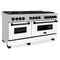 ZLINE 60"Autograph Range Dual Fuel, DuraSnow, White Door,RASZ-WM-60-MB