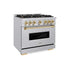 ZLINE 36" Dual Fuel Range, Gas Cooktop, Electric Convection Oven Stainless Steel, Gold CDRZ-36-G