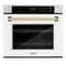 ZLINE 30" Autograph Edition Professional True Convection Single Wall Oven, Air Fry, Self Clean, White Matte, Gold WASZ-WM-30-G