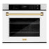 ZLINE 30" Autograph Edition Professional True Convection Single Wall Oven, Air Fry, Self Clean, White Matte, Gold WASZ-WM-30-G