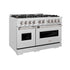 ZLINE 48" Classic Gas Range, Convection Gas Oven DuraSnow® Stainless Steel, Brass Burners CGRS-BR-48