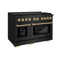 ZLINE 48"Gas Range, Convection Gas Oven, Black, Champagne Bronze,SGRBZ-48-CB