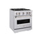 ZLINE 30" Dual Fuel Range, Gas Cooktop, Electric Convection Oven DuraSnow® Stainless Steel, Brass Burners CDRS-BR-30