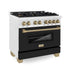 ZLINE 36" Autograph, Dual Fuel Range, Black Door, Bronze, RASZ-BLM-36-CB