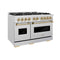 ZLINE 48" Classic Gas Range, Convection Gas Oven DuraSnow® Stainless Steel, Champagne Bronze CGRSZ-48-CB