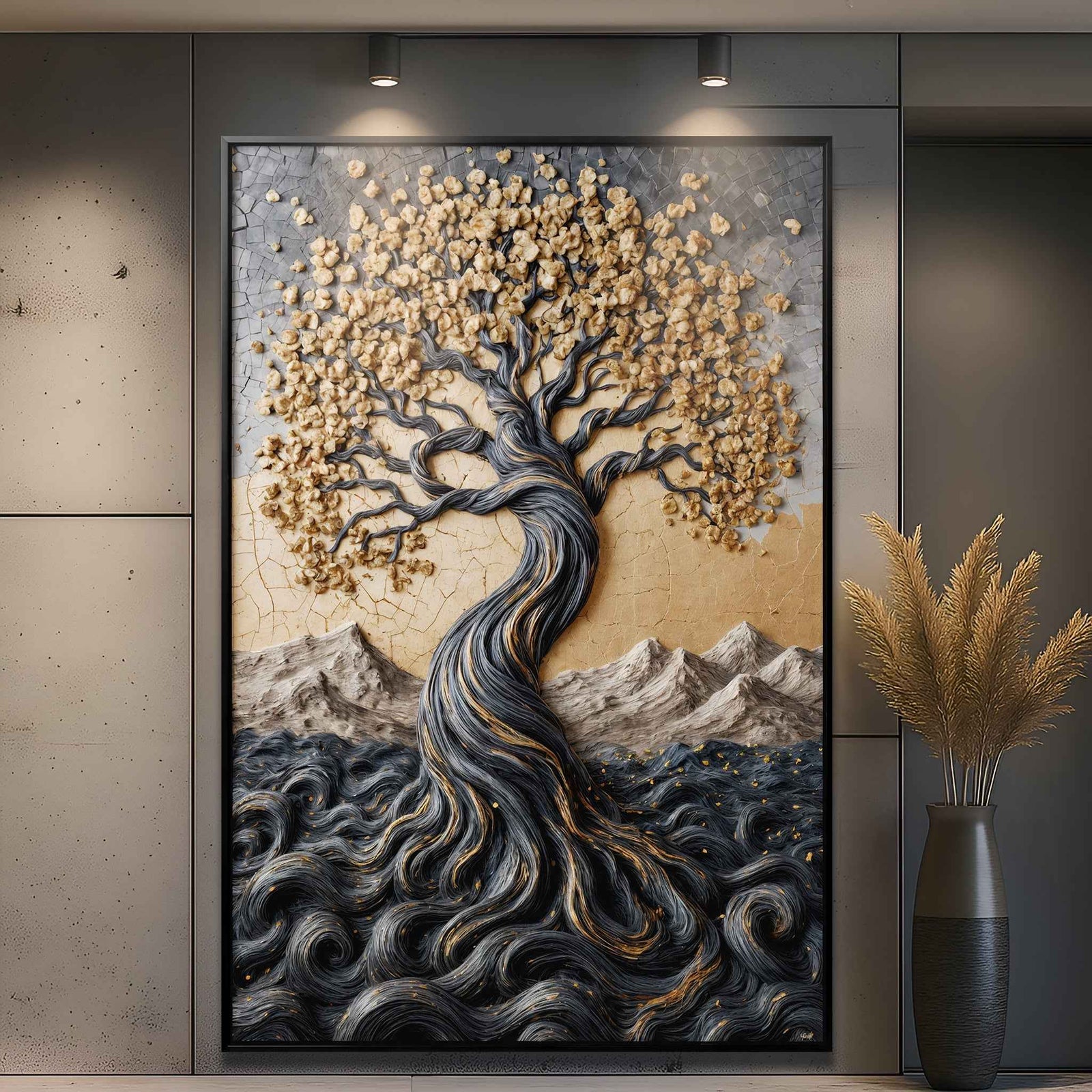 Golden Tree of Life Minimalist Wall Art
