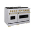 ZLINE 48" Classic Gas Range, Convection Gas Oven Stainless Steel, Champagne Bronze CGRZ-48-CB