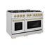 ZLINE 48" Select Dual Fuel Range Gas Cooktop Electric Convection Oven DuraSnow® Stainless Steel Champagne Bronze HDRSZ-48-CB