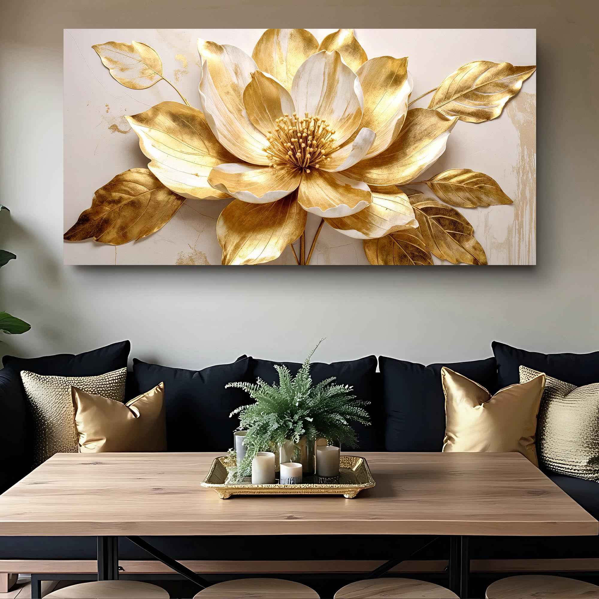 Golden Dandelion Minimalist Abstract Wall Art VIII