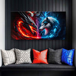 3D Dragon and Wolf Wall Art VI