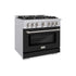 ZLINE 36" Select Gas Range Convection Gas Oven Stainless Steel Black Matte Door HGR-BLM-36
