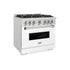 ZLINE 36"Classic Gas Range, Convection Gas Oven, DuraSnow® Stainless Steel, White Matte Door CGRS-WM-36