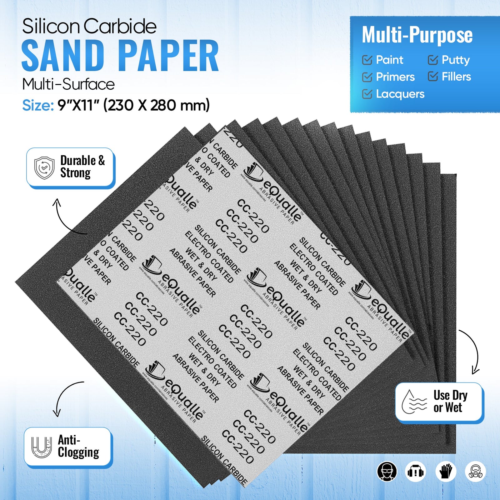 800 Grit Sandpaper Sheets – 100 Pack, 9x11 in, Wet or Dry Use