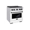 ZLINE 30"Paramount Dual Fuel Range DuraSnow® White Matte, Matte Black SDRSZ-WM-30-MB
