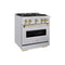 ZLINE 30" Dual Fuel Range, Gas Cooktop, Electric Convection Oven Stainless Steel, Champagne Bronze CDRZ-30-CB