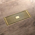8 x3 Inch or 4 x 4 inch Shower Linear Brushed Gold Drain Rectangular Floor Drain with Accessories Square Hole Pattern Cover Grate Removable  Brushed Gold Brass