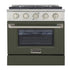 Kucht 30" Gas Range in Stainless Steel with Olive Green Oven Door, KNG301-OG